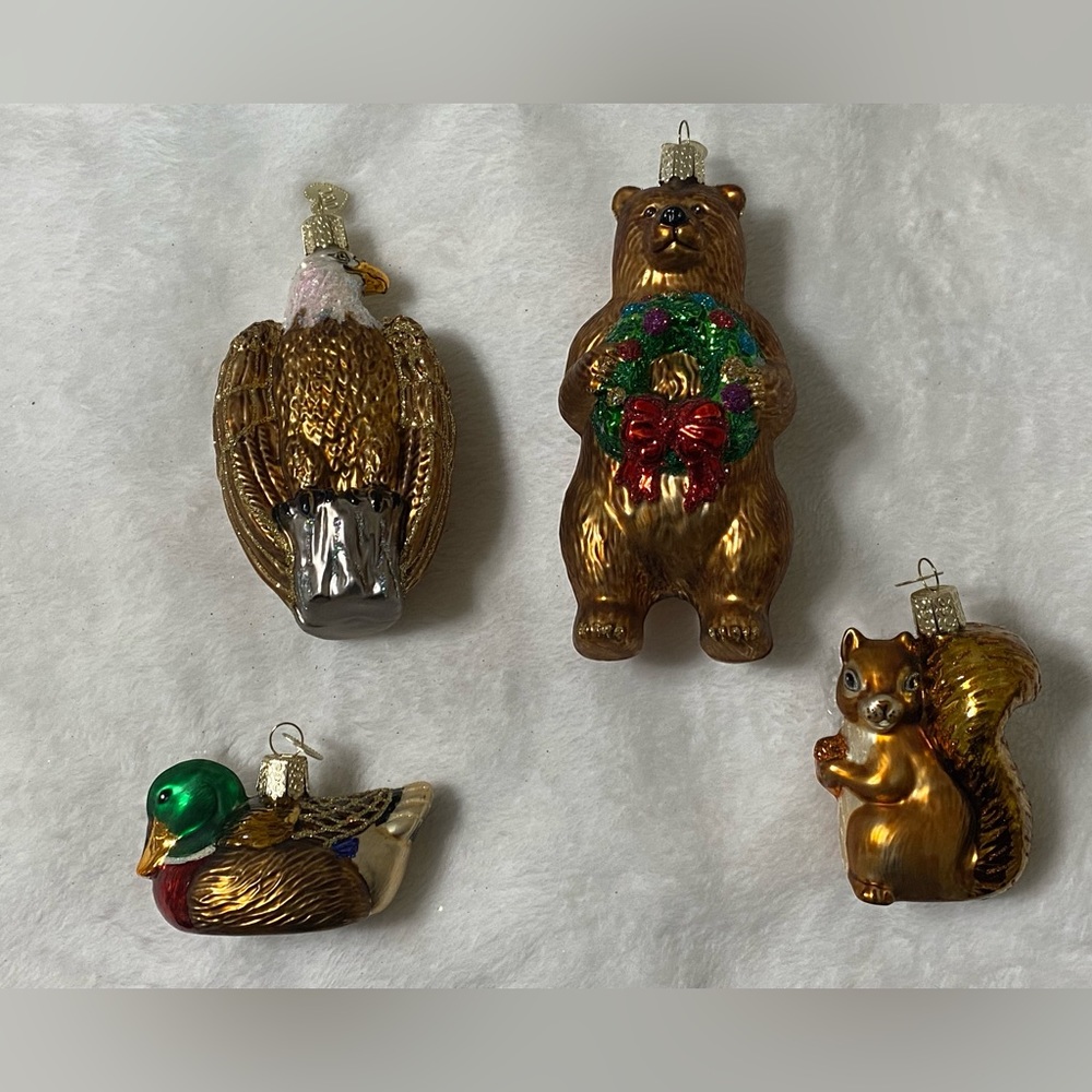 Old World Christmas Ornaments - Forest Animals (Eagle, Bear, Duck, Squirrel)